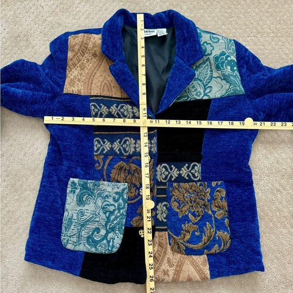 MARKET CHICO’S Women’s Vtg ChenilleColor Block Embroidered Boho LinedJacket-Sz 1 - Picture 9 of 9